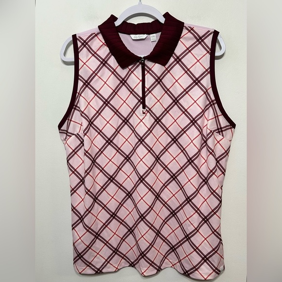 New! Lady Hagen Clubhouse Plaid Sleeveless Polo Shirt Womens Size XXL - Picture 5 of 14